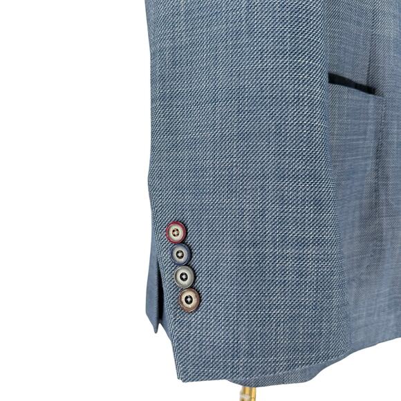 TALLIA Men’s Light Blue Woven Sportcoat Jacket 46L Single Breasted - Picture 5 of 11